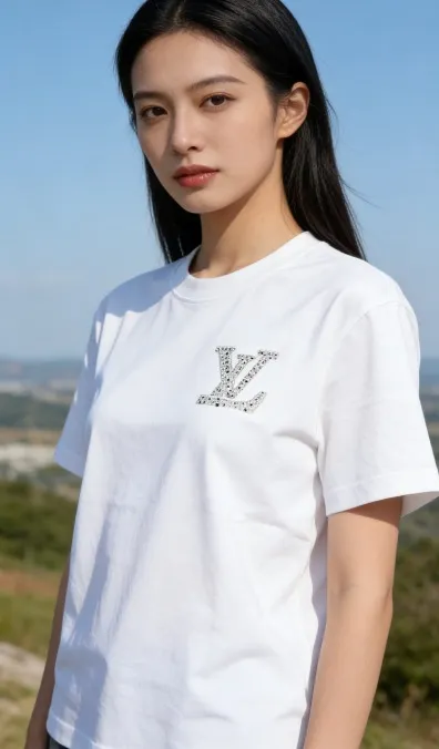 Louis Vuitton/Louis Vuitton cross-stitch woven embroidery short sleeves